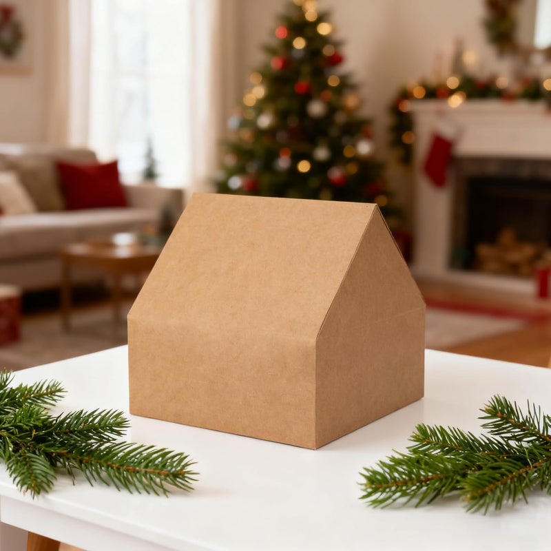 Wehhbtye 36 Sets 6'' Christmas Gingerbread House Cardboard, Brown Gingerbread House Shaped Boxes, Xmas Candy Houses DIY Craft Kit for Christmas Party Supplies Decor Cookie Snack Packaging - Image 5